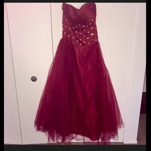 Red Beaded Prom Dress